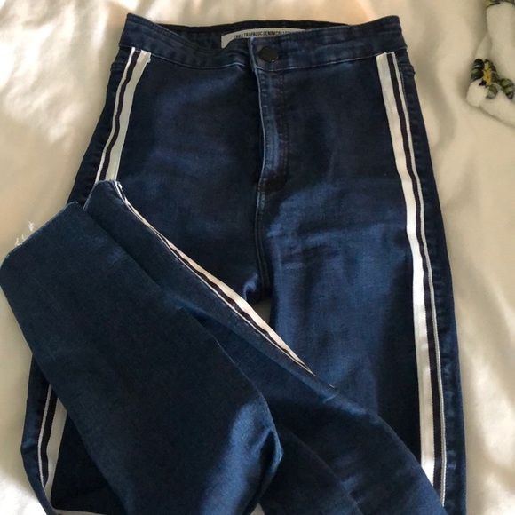 jeans with racing stripe